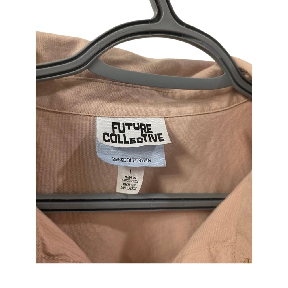 Future Collective x Reese Blutstein Khaki Oversized Button Front Shirt Size L - Picture 3 of 4